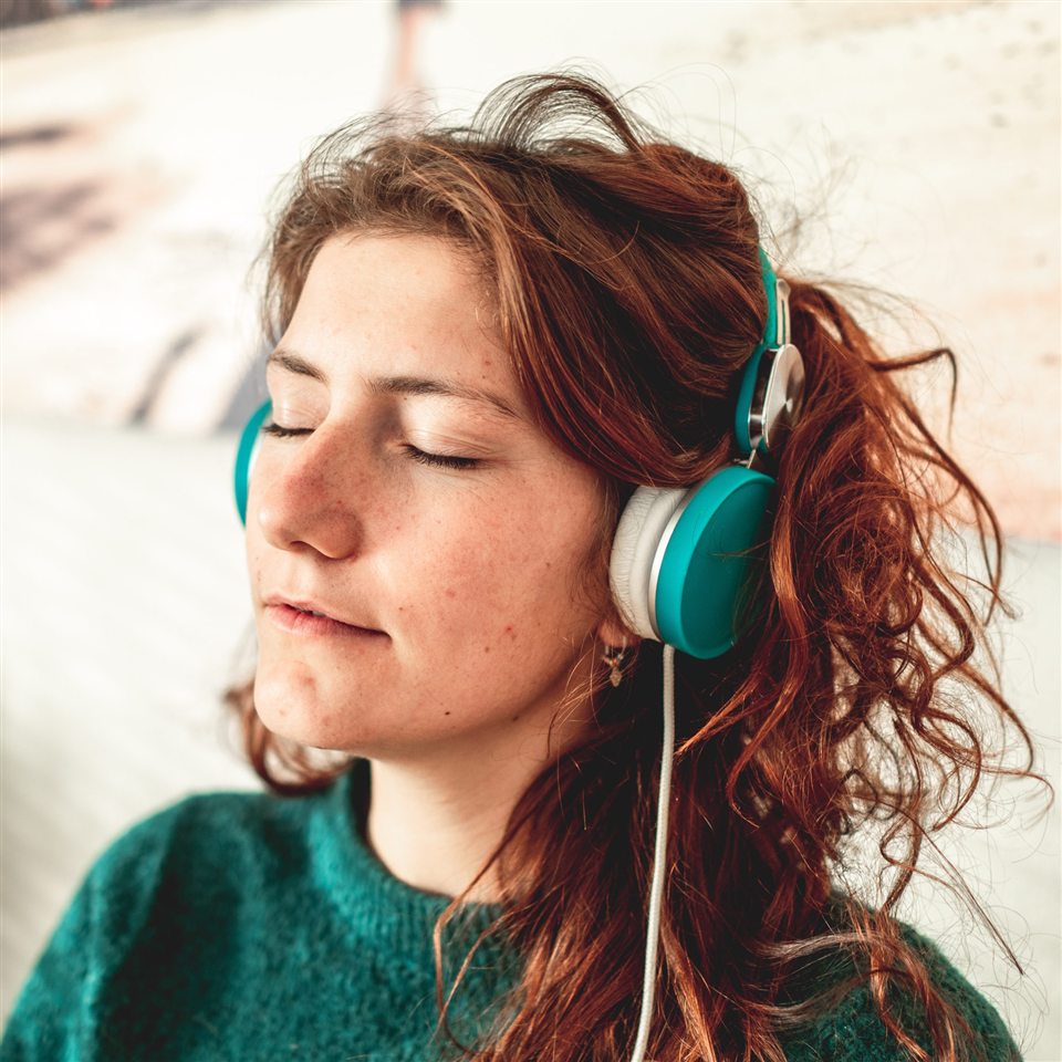 A person listening quietly